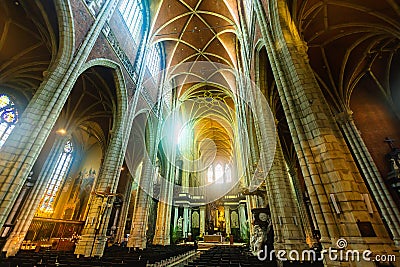 Interior of Saint Bavo Cathedral, Ghent, Belgium Editorial Stock Photo