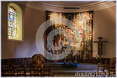 The interior of the Saint Gregoire church in Ribeauville, Alsace, France Editorial Stock Photo