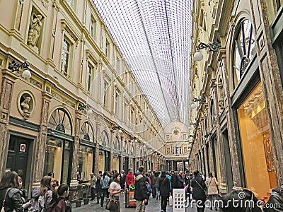 Interior of the Saint Hubert shopping arcades in Brussels Editorial Stock Photo