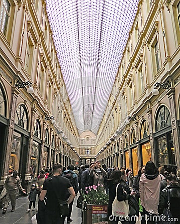 Interior of the Saint Hubert shopping arcades in Brussels Editorial Stock Photo