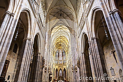 Interior of Saint Vitus Cathedral.Cathedral of Saint Vitus Editorial Stock Photo