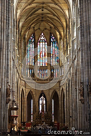 Interior of Saint Vitus Cathedral Editorial Stock Photo