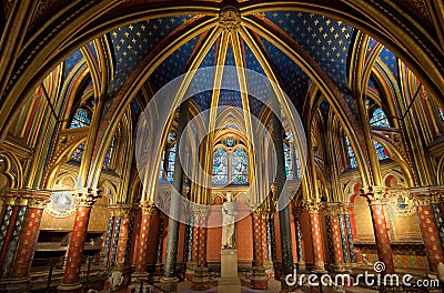 Interior of Sainte-Chapelle, Paris, france Editorial Stock Photo