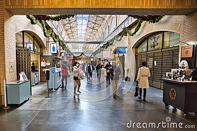 Interior of San Francisco Ferry Building Marketplace Editorial Stock Photo