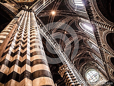 Interior of Santa Maria Assunta Cathedral, Siena, Italy. Editorial Stock Photo