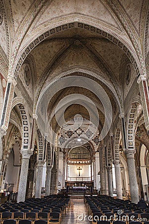 Interior of Santa MarÃ­a Delle Grazie, MilÃ¡n, Italy. Church that contains Leonardo Da VinciÂ´s 