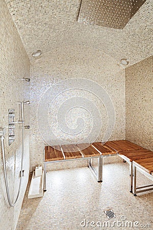 Interior sauna, shower Stock Photo