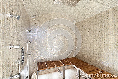 Interior sauna, shower Stock Photo