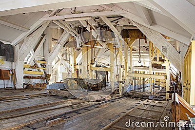 Inside a sawmill of Leiden city Stock Photo