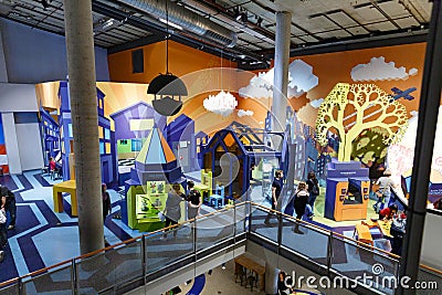 Interior of the Science Center Nemo in Amsterdam. The museum has origins in 1923 Editorial Stock Photo