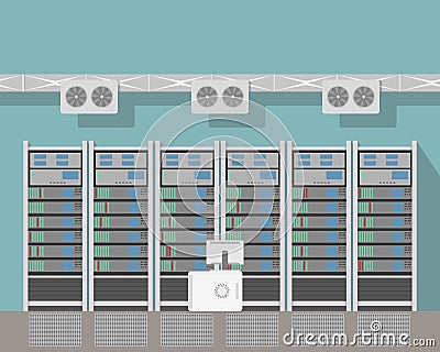 Interior of the server room Vector Illustration