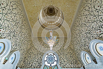 Interior of Sheikh Zayed Grand Mosque in Abu Dhabi, United Arab Emirates Editorial Stock Photo