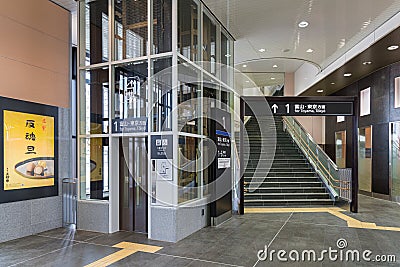 Interior of Shin Takaoka station. TOYAMA,JAPAN Editorial Stock Photo
