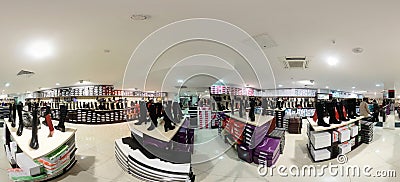 Interior of shoe store in modern european mall Stock Photo