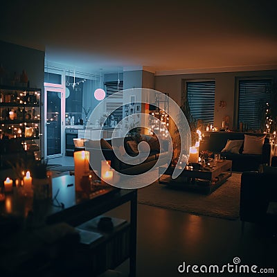 Interior shot of a cool comfortable modern house room generative AI Stock Photo