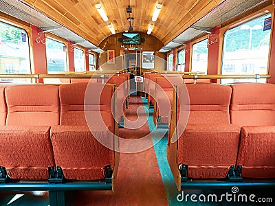 Interior shot empty railway car wagon train Stock Photo