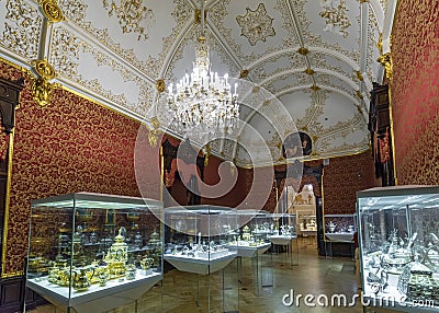 Interior of Shuvalov Palace now housing the Faberge Museum in Saint Petersburg, Russia Editorial Stock Photo