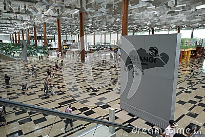 Interior of Singapore Changi Airport Editorial Stock Photo