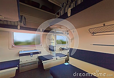 Interior of sleeper train Stock Photo