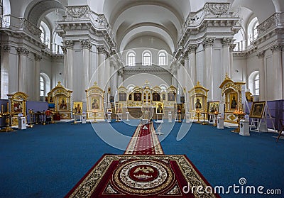 Interior of the Smolny Cathedral. Saint Petersburg, Russia. Editorial Stock Photo