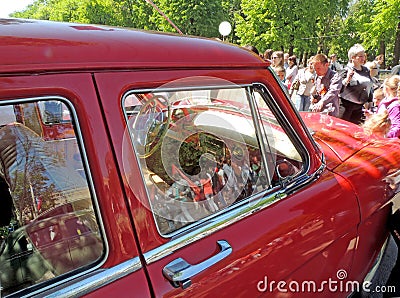 Interior of soviet retro car of 1960s GAZ M21 Volga Editorial Stock Photo