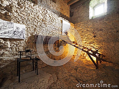 Interior-SpiÅ¡ Castle is a castle ruin that occupies the top of the travertine hill SpiÅ¡ Castle Hill.Slovakia Editorial Stock Photo