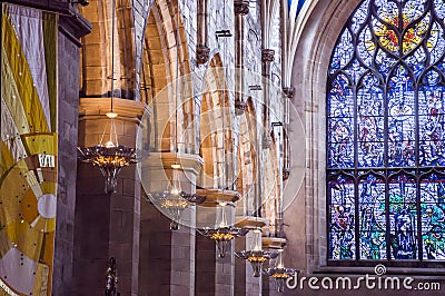 Interior of St Giles Cathedral, Edinburgh, Detail Editorial Stock Photo