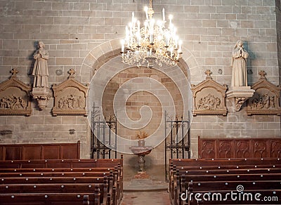 Interior of St Hilaire church at Aude Stock Photo