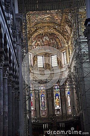 The Interior of St Lorenzo Cathedral in Genoa Italy Editorial Stock Photo