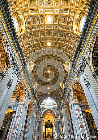 Interior of St. Peter's Basilica in Rome Editorial Stock Photo