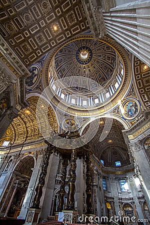 Interior of St. Peters Basilica, Rome Editorial Stock Photo