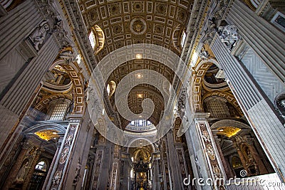 Interior of St. Peters Basilica, Rome Editorial Stock Photo