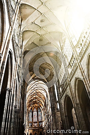 Interior of St. Vitus Cathedral Editorial Stock Photo