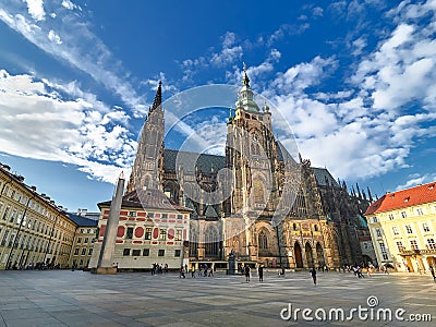 Interior of the St. Vitus cathedral in Prague Castle, Prague, Czech Republic Editorial Stock Photo