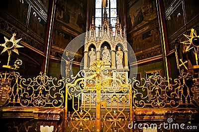 Interior of St. Vitus Cathedral in Prague Editorial Stock Photo