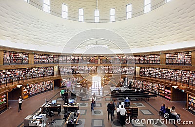 Interior of Stockholm City Library Editorial Stock Photo