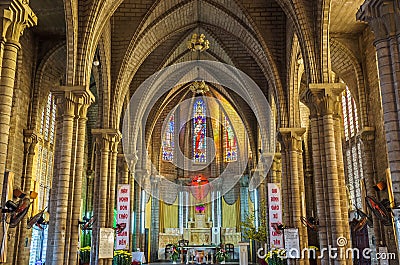 Interior of Stone Church. Nha Trang, Vietnam Editorial Stock Photo