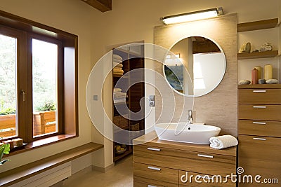 Interior of stylish modern bathroom Stock Photo