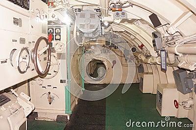 Interior of submarine Editorial Stock Photo