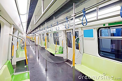 Modern metro car interior in metropolitan city. Stock Photo