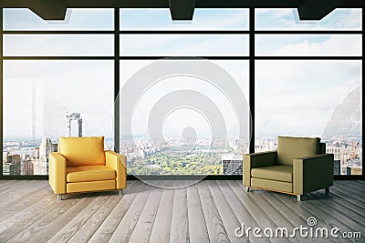 Interior with summer city view Stock Photo