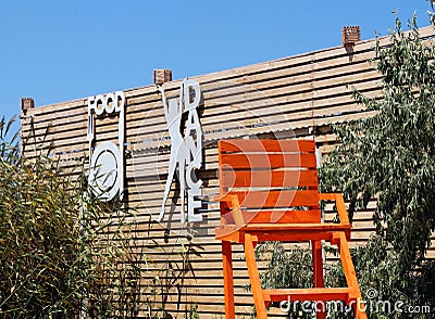 Interior of a summer terrace of restaurant where located near the sea that have the perfect Sea view. Editorial Stock Photo