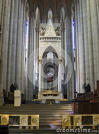 Main alteir of SÃ£o Paulo Metropolitan Cathedral Catedral da SÃ© - Monochrome version Stock Photo