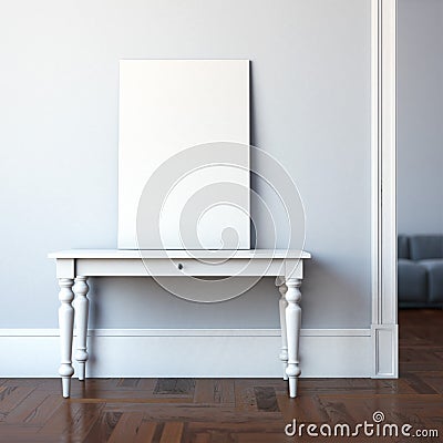 Interior with table and blank canvas. 3d rendering Stock Photo