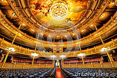 Interior of Teatro Nacional Nacional Theatre of Costa Rica in Stock Photo