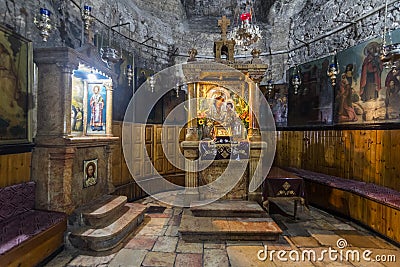 Interior of the Tomb of the Virgin Mary, the mother of Jesus at the foot of mount of olives in Jerusalem, Israel Stock Photo