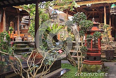 Interior of traditional balinese garden lanscaping detail Stock Photo
