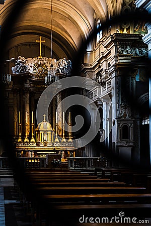 Interior of the Trinity Church of the Mountains in Rome Editorial Stock Photo