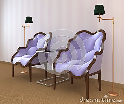 Interior with two armchairs. Stock Photo