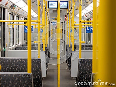 Interior of an U-Bahn (Underground) Carriage Editorial Stock Photo